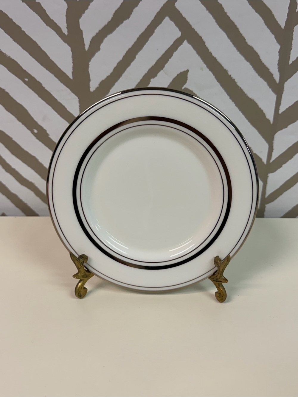 Kate Spade x Lenox Library Platinum Lane White & Silver Saucer